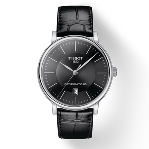 Tissot Carson Premium Powermatic 80 Black Dial Black Leather Strap Watch For Men - T122.407.16.051.00 Authentic Buy Shop Now