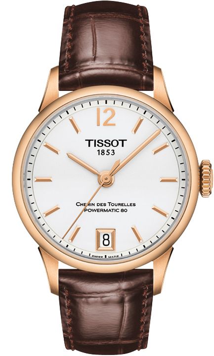 Tissot Chemin Des Tourelles Powermatic 80 Lady Silver Dial Brown Leather Strap Watch For Women - T099.207.36.037.00 Authentic Buy Shop Now