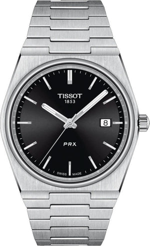 Tissot PRX Quartz Black Dial Silver Steel Strap Watch For Men - T137.410.11.051.00 Authentic Buy Shop Now
