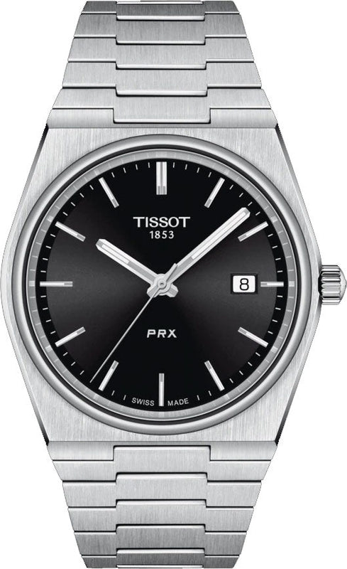 Tissot PRX Quartz Black Dial Silver Steel Strap Watch For Men - T137.410.11.051.00 Authentic Buy Shop Now