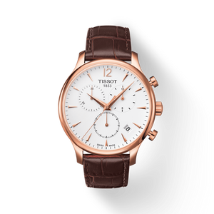Tissot T Classic Tradition Chronograph White Dial Brown Leather Strap Watch For Men - T063.617.36.037.00 Authentic Buy Shop Now