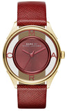 Marc Jacobs Tether Transparent Red Dial Red Leather Strap Watch for Women - MBM1377 Authentic Buy Shop Now
