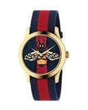 Gucci G Timeless Bee Red & Blue Dial Red Two Tone Nylon Strap Watch For Men - YA1264061 Authentic Buy Shop Now