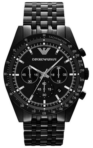 Emporio Armani Tazio Chronograph Black Dial Black Steel Strap Watch For Men - AR5989 Authentic Buy Shop Now