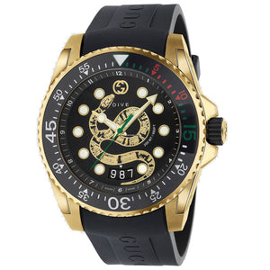 Gucci Dive Quartz Black Dial Black Rubber Strap Watch For Men - YA136219 Authentic Buy Shop Now