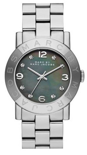 Marc Jacobs Amy Analog Mother of Pearl Grey Dial Silver Steel Strap Watch for Women - MBM8608 Authentic Buy Shop Now