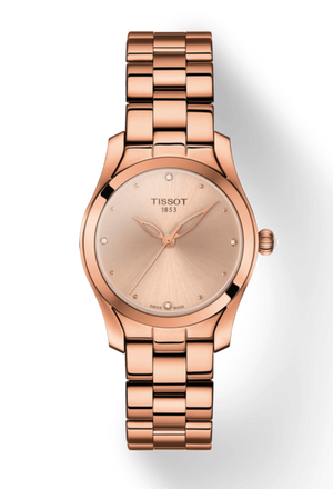 Tissot T Wave Rose Gold Dial Rose Gold Steel Strap Watch For Women - T112.210.33.456.00 Authentic Buy Shop Now