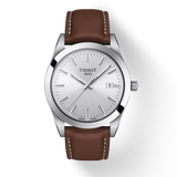 Tissot Gentleman Silver Dial Brown Leather Strap Watch For Men - T127.410.16.031.00 Authentic Buy Shop Now