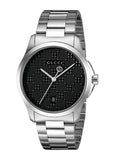 Gucci G Timeless Black Dial Silver Steel Strap Watch For Men - YA126460 Authentic Buy Shop Now
