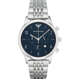 Emporio Armani Chronograph Blue Dial Silver Steel Strap Watch For Men - AR1942 Authentic Buy Shop Now