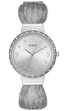 Guess Chiffon Silver Dial Silver Mesh Bracelet Watch For Women - W1083L1 Authentic Buy Shop Now