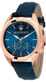 Maserati Traguardo Chronograph Blue Dial Blue Leather Strap Watch for Men - R8871612015 Authentic Buy Shop Now
