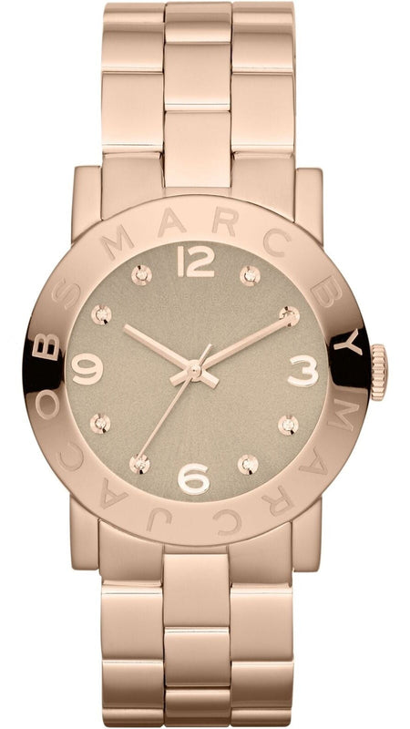 Marc Jacobs Amy Glitz Brown Dial Rose Gold Steel Strap Watch for Women - MBM3221 Authentic Buy Shop Now