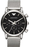 Emporio Armani Luigi Chronograph Black Dial Silver Mesh Bracelet Watch For Men - AR1811 Authentic Buy Shop Now