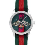 Gucci Le Marche des Merveilles Red & Green Dial Red & Green Nylon Strap Unisex Watch - YA1264060 Authentic Buy Shop Now