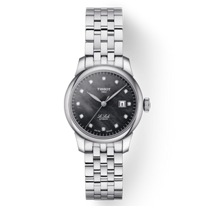 Tissot Le Locle Automatic Diamonds Mother of Pearl Black Dial Silver Steel Strap Watch For Women - T006.207.11.126.00 Authentic Buy Shop Now