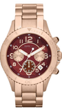 Marc Jacobs Rock Chronograph Mother of Pearl Red Dial Rose Gold Steel Strap Unisex Watch - MBM3251 Authentic Buy Shop Now