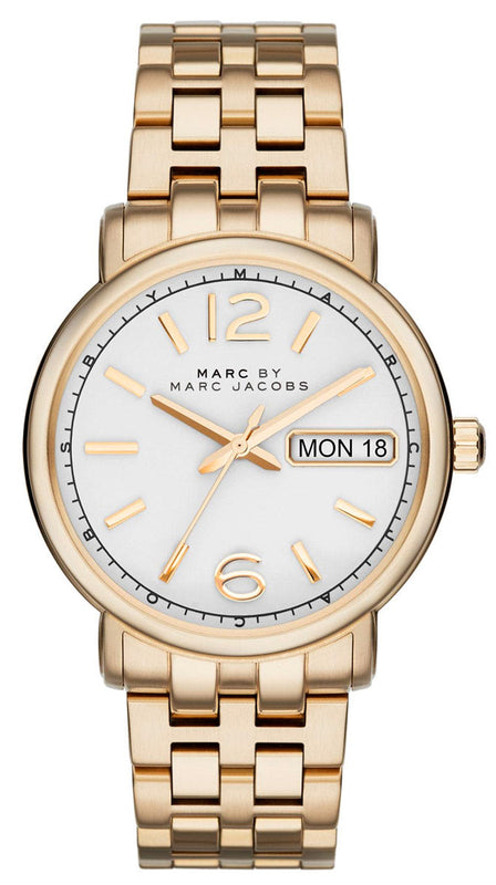 Marc Jacobs Fergus White Dial Gold Steel Strap Watch for Women - MBM8647 Authentic Buy Shop Now