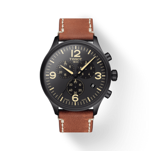 Tissot T Sport Chrono XL Black Dial Brown Leather Strap Watch For Men - T116.617.36.057.00 Authentic Buy Shop Now
