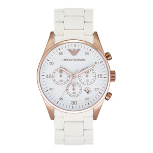 Emporio Armani Sportivo White Dial White Rubber Strap Watch For Men - AR5919 Authentic Buy Shop Now