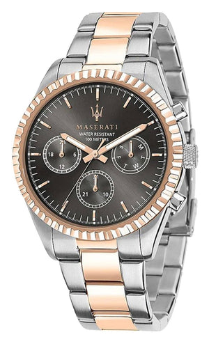 Maserati Competizione Analog Black Dial Two Tone Stainless Steel Strap Watch For Men - R8853100020 Authentic Buy Shop Now