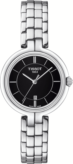 Tissot T Trend Flamingo Black Dial Silver Steel Strap Watch For Women - T094.210.11.051.00 Authentic Buy Shop Now