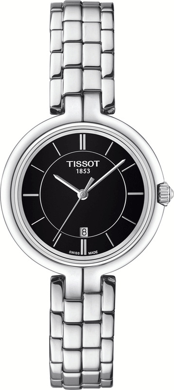 Tissot T Trend Flamingo Black Dial Silver Steel Strap Watch For Women - T094.210.11.051.00 Authentic Buy Shop Now