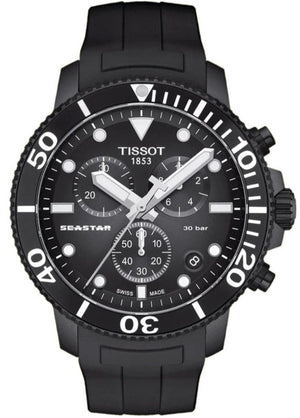 Tissot Seastar 1000 Chronograph Black Dial Black Rubber Strap Watch For Men - T120.417.37.051.02 Authentic Buy Shop Now