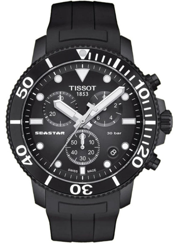 Tissot Seastar 1000 Chronograph Black Dial Black Rubber Strap Watch For Men - T120.417.37.051.02 Authentic Buy Shop Now