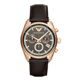 Emporio Armani Chronograph Gray Dial Brown Leather Strap Watch For Men - AR6043 Authentic Buy Shop Now