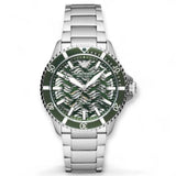 Emporio Armani Diver Automatic Green Dial Silver Steel Strap Watch For Men - AR60061 Authentic Buy Shop Now