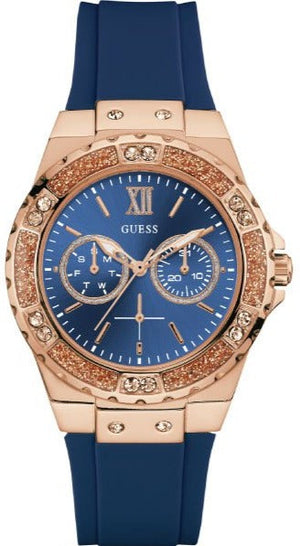 Guess Limelight Blue Dial Blue Silicone Strap Watch For Women - W1053L1 Authentic Buy Shop Now