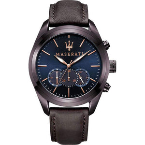 Maserati Traguardo Chronograph Blue Dial Brown Leather Strap Watch For Men - R8871612008 Authentic Buy Shop Now