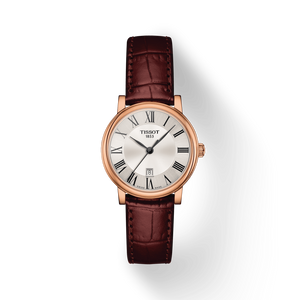 Tissot Carson Premium Lady Silver Dial Brown Leather Strap Watch For Women - T122.210.36.033.00 Authentic Buy Shop Now