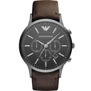 Emporio Armani Sportivo Black Dial Brown Leather Strap Watch For Men - AR2462 Authentic Buy Shop Now