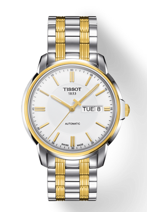 Tissot T Classic Automatics III White Dial Two Tone Steel Strap Watch For Men - T065.430.22.031.00 Authentic Buy Shop Now