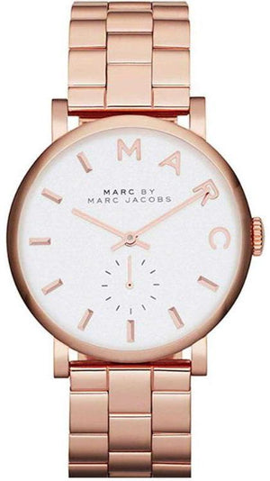 Marc Jacobs Baker White Dial Rose Gold Steel Strap Watch for Women - MBM3244 Authentic Buy Shop Now