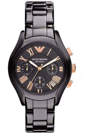 Emporio Armani Chronograph Black Ceramic Stainless Steel Dial Watch For Women - AR1411 Authentic Buy Shop Now