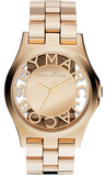 Marc Jacobs Henry Transparent Gold Dial Gold Steel Strap Watch for Women - MBM3206 Authentic Buy Shop Now