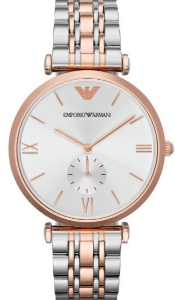 Emporio Armani Retro Silver Dial Two Tone Steel Strap Watch For Men - AR1677 Authentic Buy Shop Now