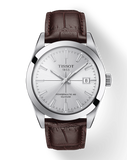 Tissot Gentleman Powermatic 80 Silicium Silver Dial Brown Leather Strap Watch For Men - T127.407.16.031.01 Authentic Buy Shop Now