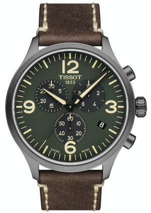Tissot T Sport Chrono XL Green Dial Brown Leather Strap Watch For Men - T116.617.36.097.00 Authentic Buy Shop Now