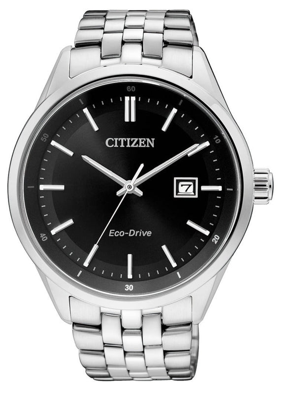 Citizen Eco Drive Black Dial Silver Steel Strap Watch For Men - BM7250-56E Authentic Buy Shop Now