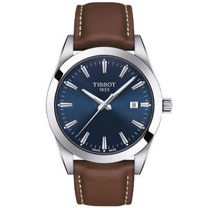 Tissot Gentleman Blue Dial Brown Leather Strap Watch For Men - T127.410.16.041.00 Authentic Buy Shop Now