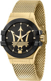 Maserati Potenza Quartz Black Dial Gold Mesh Bracelet Watch For Men - R8853108006 Authentic Buy Shop Now
