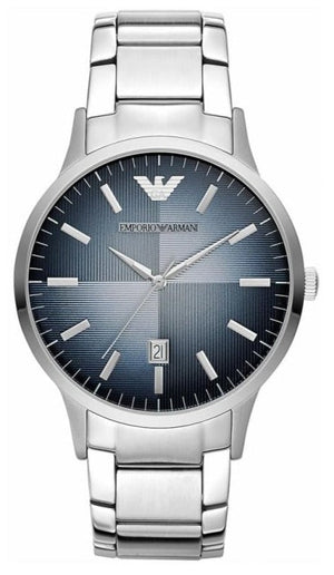 Emporio Armani Renato Blue Dial Silver Steel Strap Watch For Men - AR2472 Authentic Buy Shop Now
