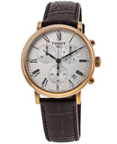 Tissot Carson Premium Chronograph Silver Dial Brown Leather Strap Watch For Men - T122.417.36.033.00 Authentic Buy Shop Now