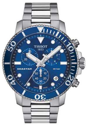 Tissot Seastar 1000 Chronograph Blue Dial Silver Steel Strap Watch For Men - T120.417.11.041.00 Authentic Buy Shop Now