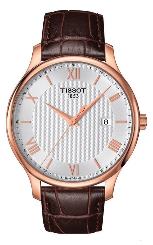 Tissot T Classic Tradition Silver Dial Brown Leather Strap Watch For Men - T063.610.36.038.00 Authentic Buy Shop Now