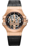 Maserati Potenza Automatic Skeleton Black Dial Black Leather Strap Watch For Men - R8821108039 Authentic Buy Shop Now